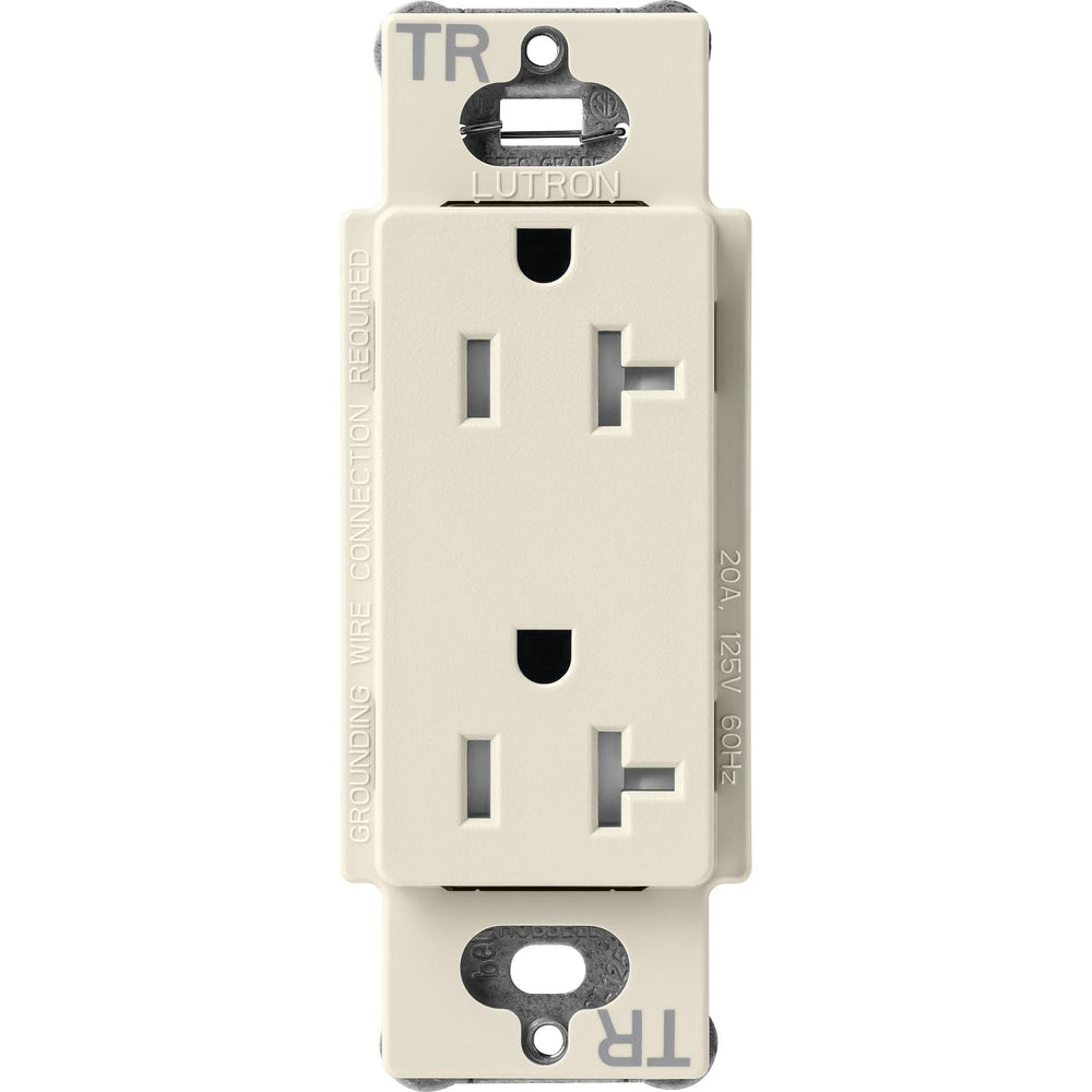 Lutron Claro 20A Tamper-Resistant Duplex Receptacle, Decorator-Style Outlet, Satin Finish, SCRS-20-TR-PM, Pumice