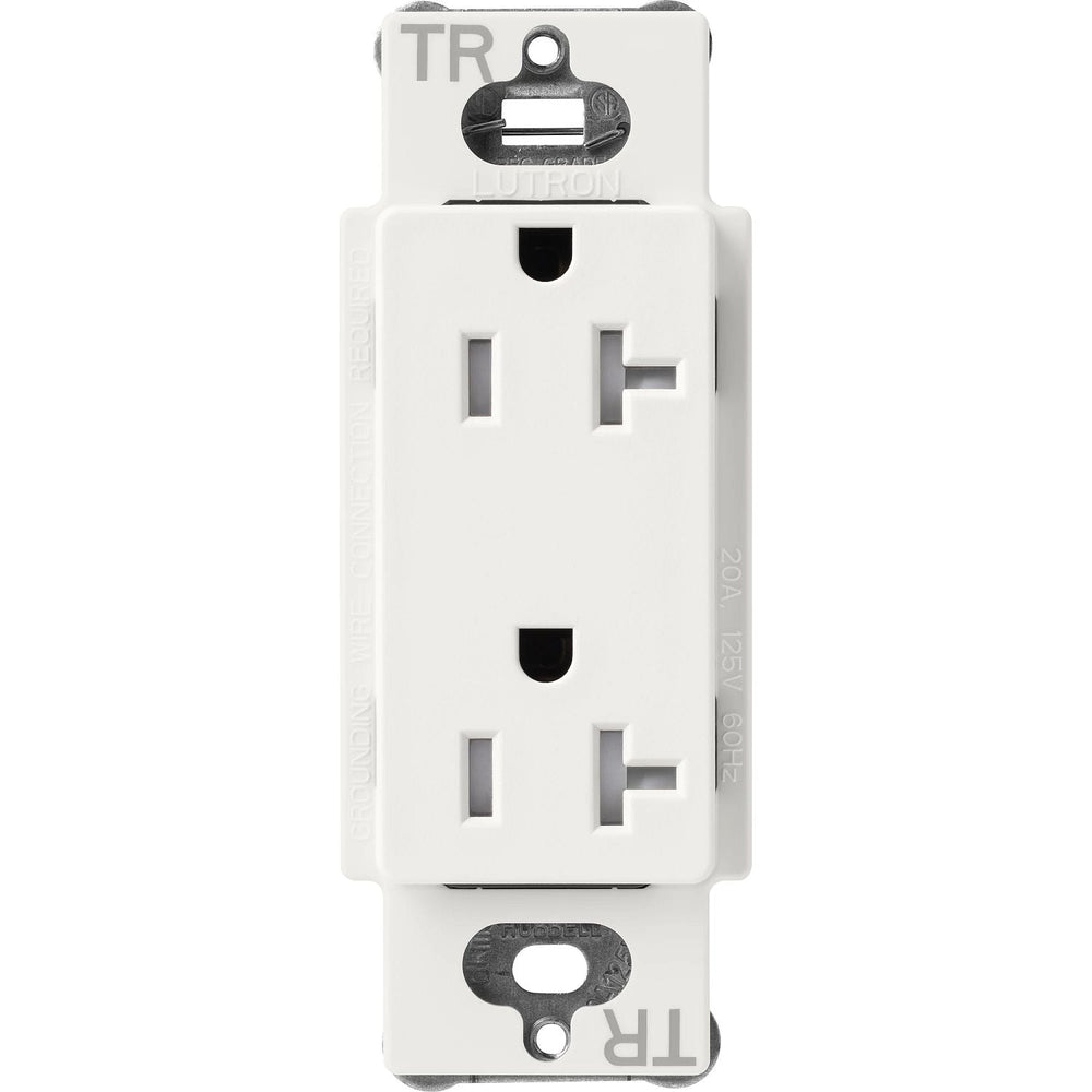 Lutron Claro 20A Tamper-Resistant Duplex Receptacle, Decorator-Style Outlet, Satin Finish, SCRS-20-TR-RW, Architectural White