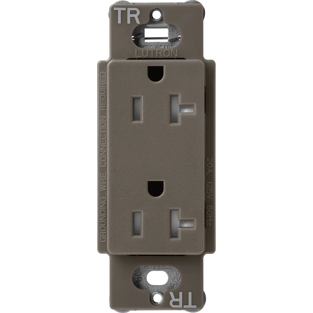 Lutron Claro 20A Tamper-Resistant Duplex Receptacle, Decorator-Style Outlet, Satin Finish, SCRS-20-TR-TF, Truffle