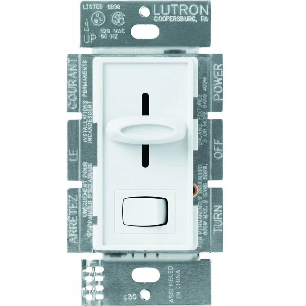 Lutron Skylark Dimmer Switch for Electronic Low-Voltage, 300W ELV, Single Pole/3-Way, Preset, Neutral Required, 120V, SELV-303P-WH, White