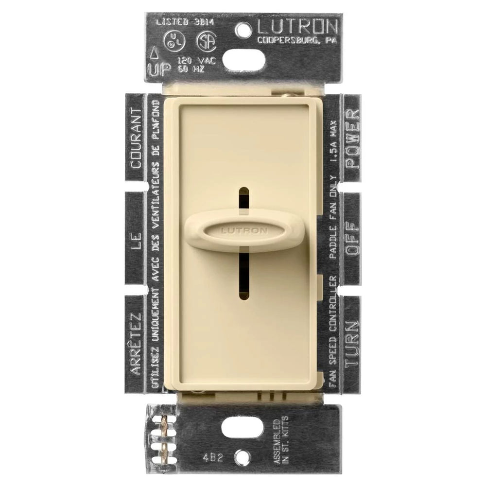 Lutron Skylark Quiet 3-Speed Fan Control, No Neutral Required, 1.5A 3-Speed Ceiling Fan, 120V, Single Pole/3-Way, SFSQ-FH-IV, Ivory
