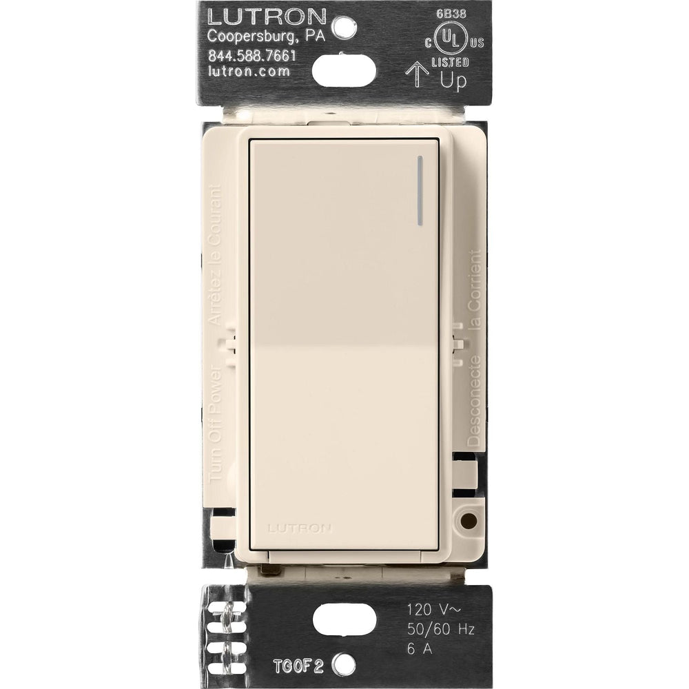 Lutron Sunnata On/Off Switch, 6A Lighting or 3A 1/10HP Motor, Single Pole/Multi-Location, ST-6ANS-LA, Light Almond