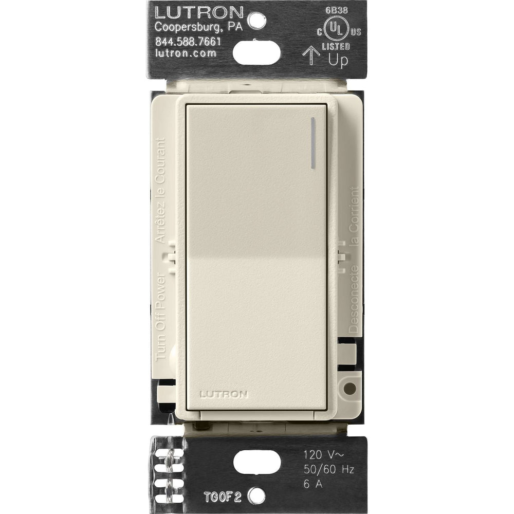 Lutron Sunnata On/Off Switch, 6A Lighting or 3A 1/10HP Motor, Single Pole/Multi-Location, ST-6ANS-PM, Pumice