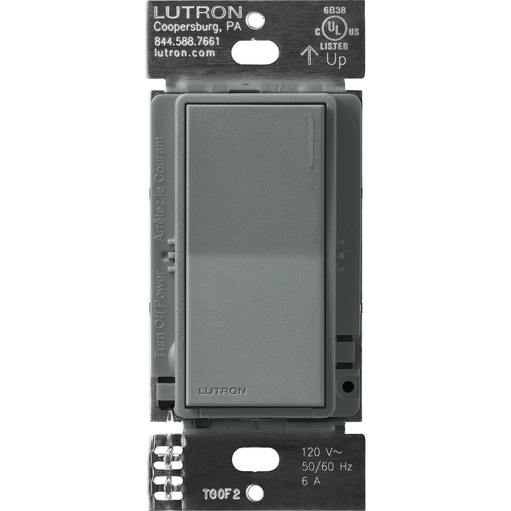 Lutron Sunnata On/Off Switch, 6A Lighting or 3A 1/10HP Motor, Single Pole/Multi-Location, ST-6ANS-SL, Slate
