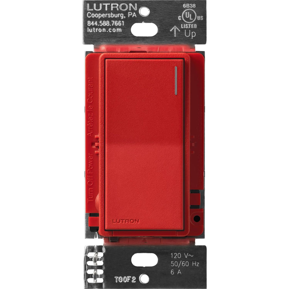 Lutron Sunnata On/Off Switch, 6A Lighting or 3A 1/10HP Motor, Single Pole/Multi-Location, ST-6ANS-SR, Signal Red