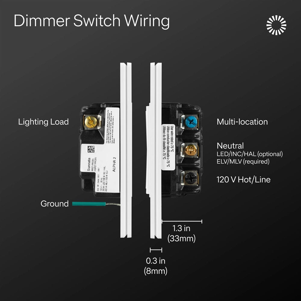 Lutron Sunnata Touch Dimmer - LED+ Pro Max, 250W LED/400W ELV/400VA MLV, Neutral Required, Multi-Location, 120V, ST-PRO-NR-WH, White