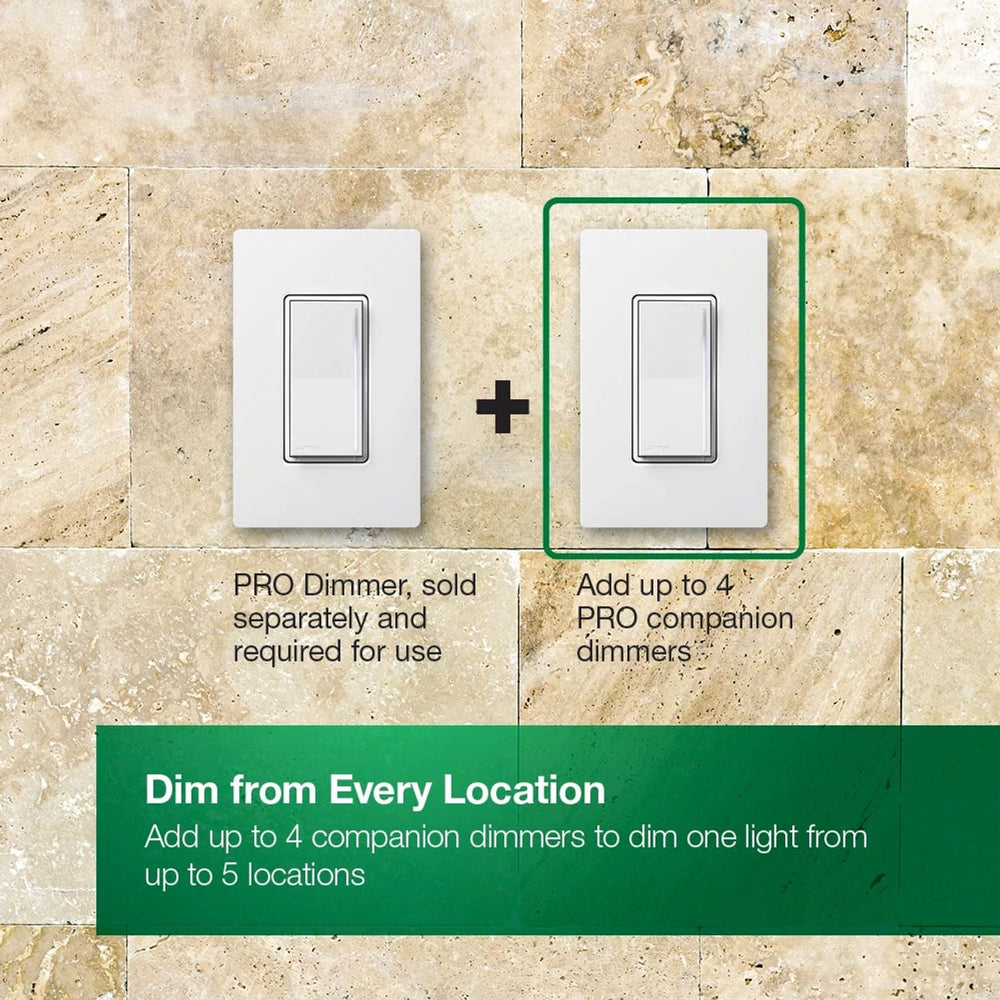 Lutron Sunnata Companion Dimmer Switch, Multi-Location Dimming, Only For Use With Sunnata PRO LED+ Touch Dimmer (ST-PRO-N), ST-RD-WH, White