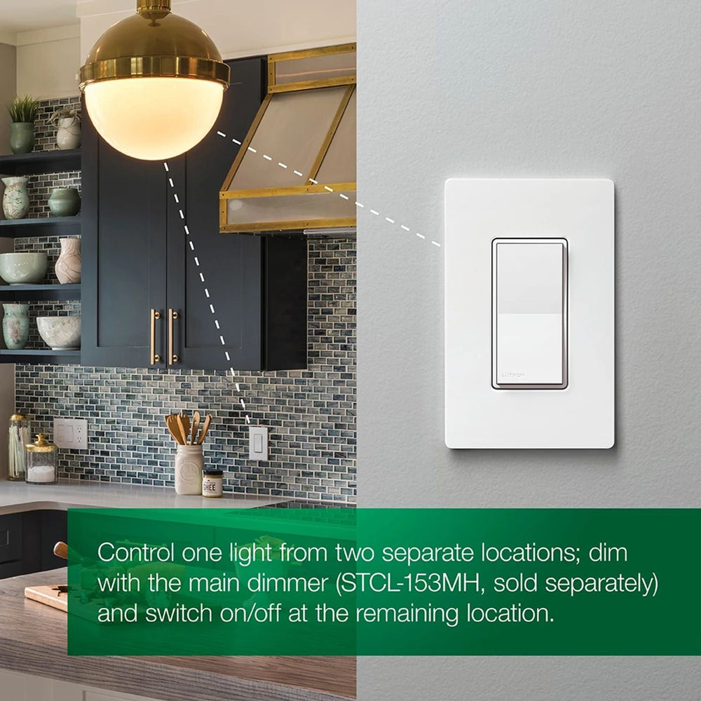Lutron Sunnata LED+ Dimmer Switch, 150W LED, Single Pole/Multi-Location, No Neutral Required, 120V, STCL-153M-WH, White