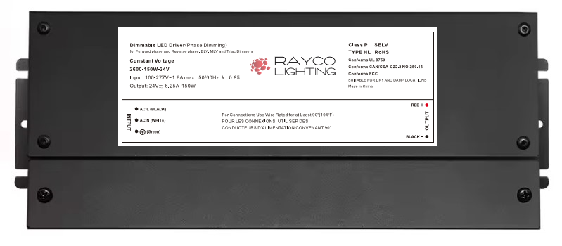 2600-150W-24V - 150W 0-10V Dimmable LED Driver DC24V 100-277VAC IP20