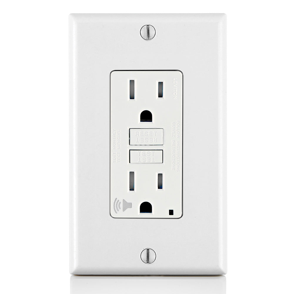 Leviton GFTA1-W 15 Amp, 125 Volt Receptacle/Outlet, 20 Amp Feed-Through, Tamper-Resistant, Self-test SmartlockPro