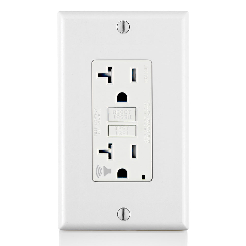 Leviton GFTA2-W 20 Amp, 125 Volt Receptacle/Outlet, 20 Amp Feed-Through, Tamper-Resistant, Self-test SmartlockPro