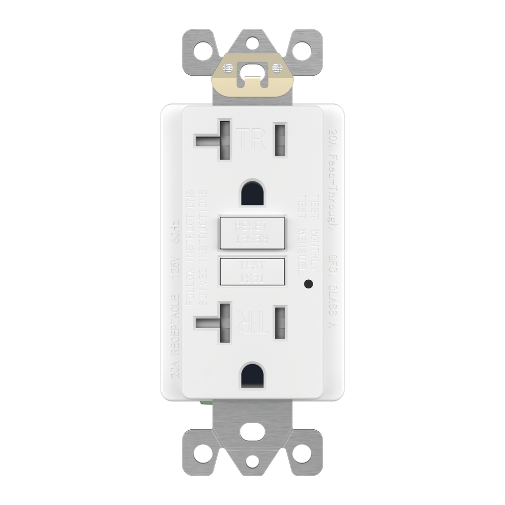 20A GFCI Tamper-Resistant Outlet, Self Testing, Self Grounding with LED Indicator Light