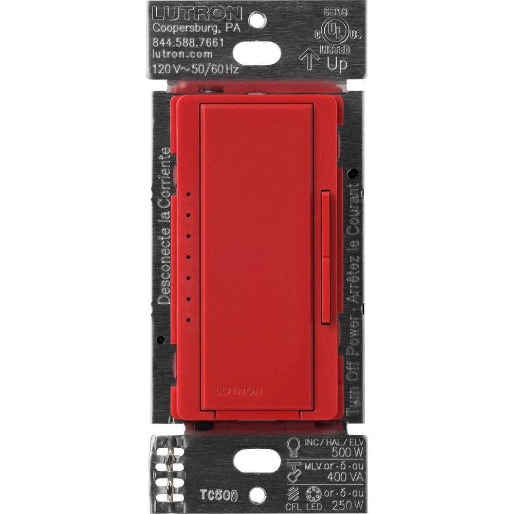 Lutron Maestro Dimmer Switch - LED+ Pro Max, 250W LED/ 500W ELV/ 400VA MLV, Neutral Optional, Single Pole/Multi Location, 120V, MA-PRO-HT, Hot