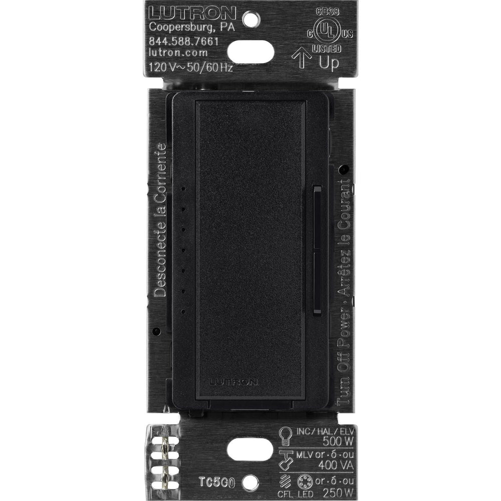 Lutron Maestro Dimmer Switch - LED+ Pro Max, 250W LED/ 500W ELV/ 400VA MLV, Neutral Optional, Single Pole/Multi Location, 120V, MA-PRO-MN, Midnight