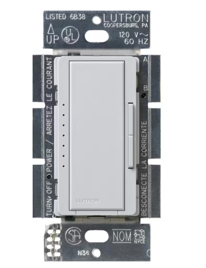 Lutron Maestro ELV Dimmer Switch, 600W, Single-Pole/Multi-Location, Neutral Required, 120V, MSCELV-600M-PD, Palladium