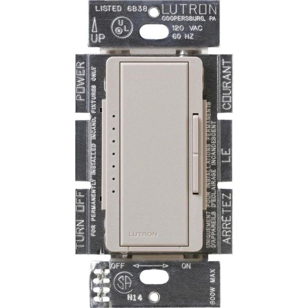 Lutron Maestro ELV Dimmer Switch, 600W, Single-Pole/Multi-Location, Neutral Required, 120V, MSCELV-600M-TP, Taupe