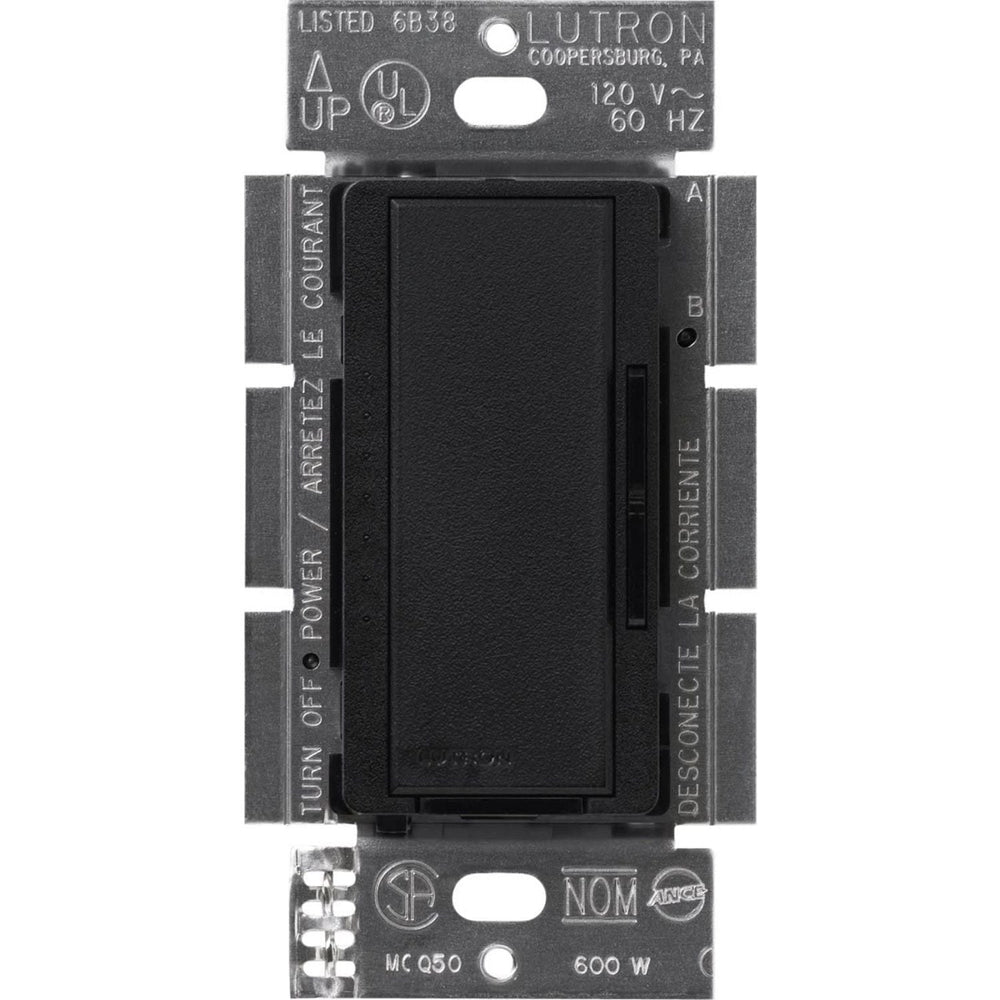 Lutron Maestro MLV Dimmer Switch, 450W (600VA), Single-Pole/Multi-Location, No Neutral Required, 120V, MSCLV-600M-MN, Midnight