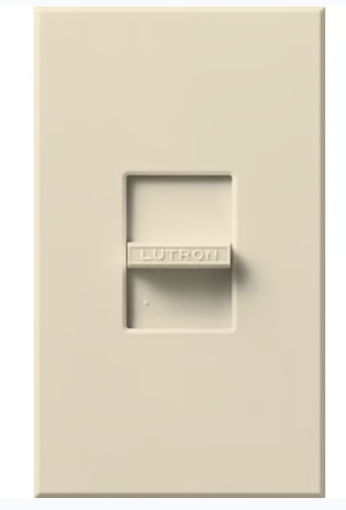 Lutron Nova 3-Wire Dimmer Switch for Ballasts/LED Drivers 16A, Single-Pole, 120V, Small Control, Wall Plate Included, NF-10-LA, Light Almond