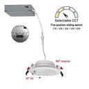 4" FLIN Adjustable LED Downlight with Selectable CCT, 900lm / 10W, Matte Powder White finish