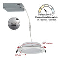 6" FLIN Adjustable LED Downlight with Selectable CCT, 1100lm / 13W, Matte Powder White finish