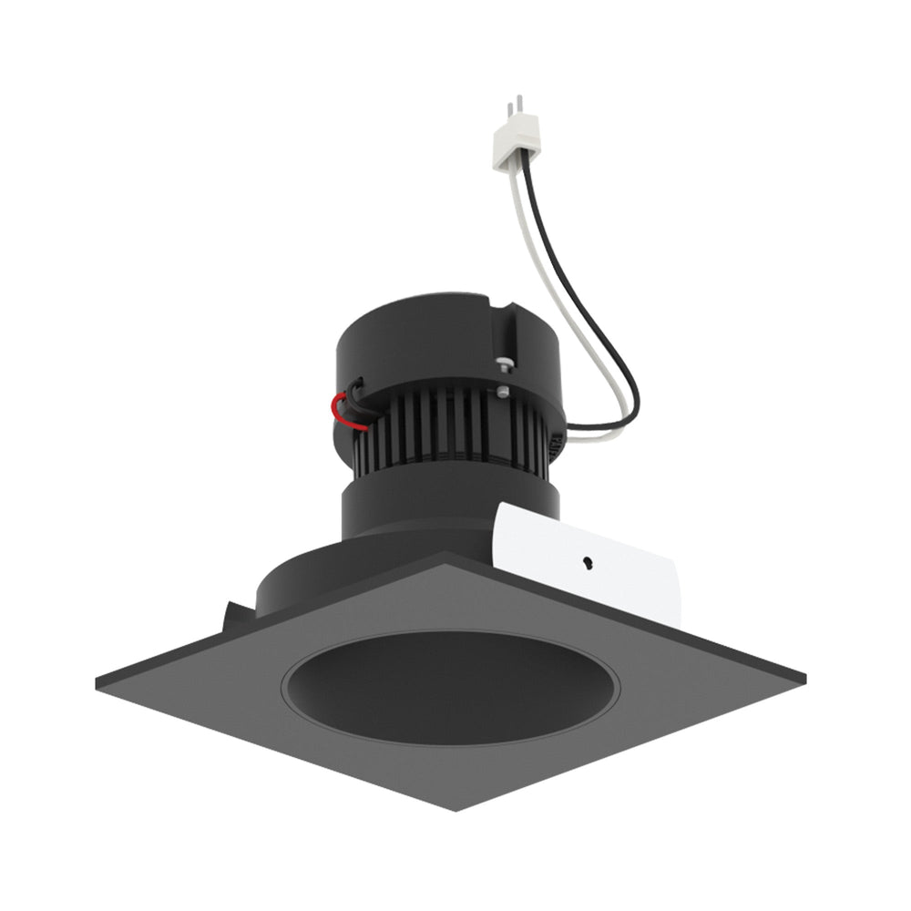 4" Pearl 12V LED Square Retrofit Reflector with Round Aperture, 1150lm / 10W, 2700K, Black Reflector / Black Flange