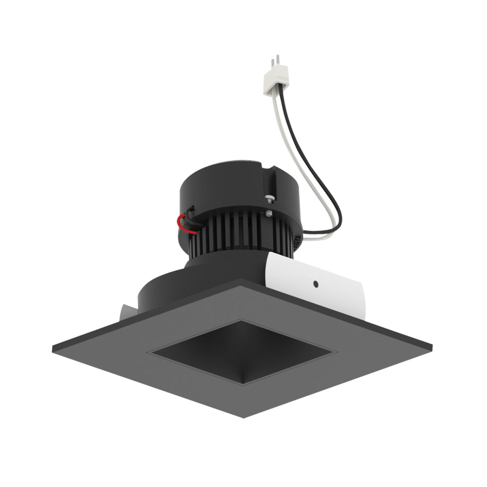 4" Pearl 12V LED Square Retrofit Reflector with Square Aperture, 1150lm / 10W, 2700K, Black Reflector / Black Flange