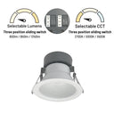 4" Quartz Round LED Can-less Downlight with Selectable Lumens & CCT, White Finish