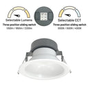 6" Quartz Round LED Can-less Downlight with Selectable Lumens & CCT, White Finish