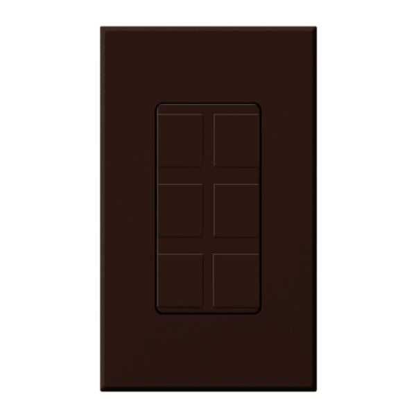 Lutron Nova T, 6-Port Frame, Field Customizable, Fits Architectural-Style Wall Plates, Wall Plate Included, NT-6PF-BR, Brown