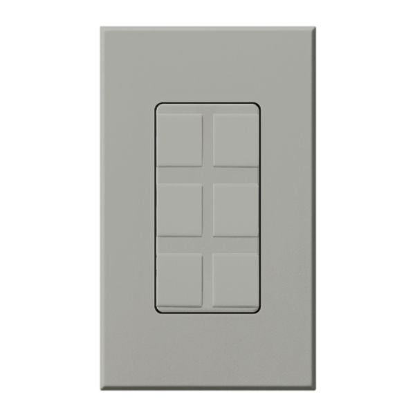 Lutron Nova T, 6-Port Frame, Field Customizable, Fits Architectural-Style Wall Plates, Wall Plate Included, NT-6PF-GR, Gray
