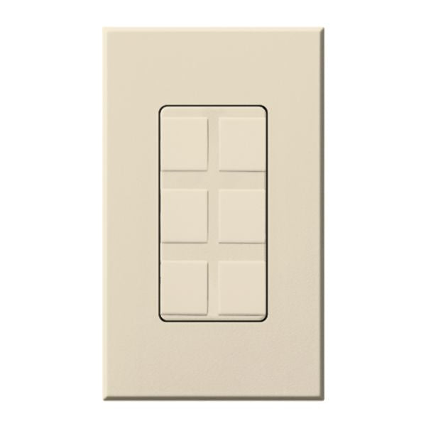 Lutron Nova T, 6-Port Frame, Field Customizable, Fits Architectural-Style Wall Plates, Wall Plate Included, NT-6PF-LA, Light Almond