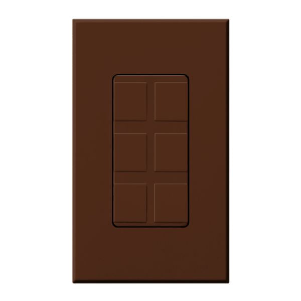 Lutron Nova T, 6-Port Frame, Field Customizable, Fits Architectural-Style Wall Plates, Wall Plate Included, NT-6PF-SI, Sienna