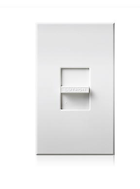Lutron Nova T ELV Dimmer Switch, 300W, Single-Pole, Neutral Required, 120V, Small Control, Wall Plate Included, NTELV-300-WH, White