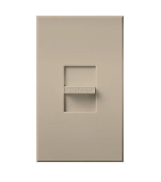 Lutron Nova T MLV Dimmer Switch, 450W (600VA), Single-Pole, No Neutral Required, 120V, Small Control, Wall Plate Included, NTLV-600-TP, Taupe