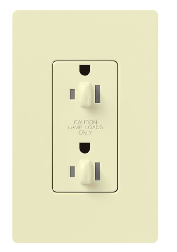 Lutron Architectural 15A Dual Dimming, Tamper Resistant Duplex Receptacle, 125V, Wall Plate Included, Matte Finish, NTR-15-DDTR-AL, Almond
