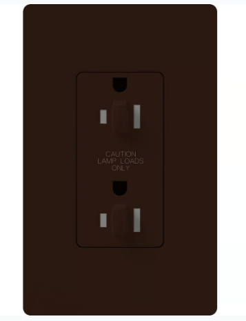 Lutron Architectural 15A Dual Dimming, Tamper Resistant Duplex Receptacle, 125V, Wall Plate Included, Matte Finish, NTR-15-DDTR-BR, Brown