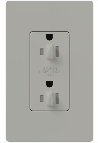 Lutron Architectural 15A Dual Dimming, Tamper Resistant Duplex Receptacle, 125V, Wall Plate Included, Matte Finish, NTR-15-DDTR-GR, Gray