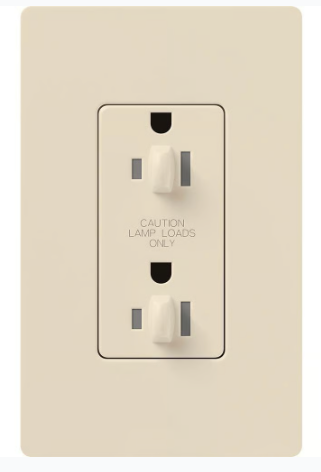 Lutron Architectural 15A Dual Dimming, Tamper Resistant Duplex Receptacle, 125V, Wall Plate Included, Matte Finish, NTR-15-DDTR-LA, Light Almond