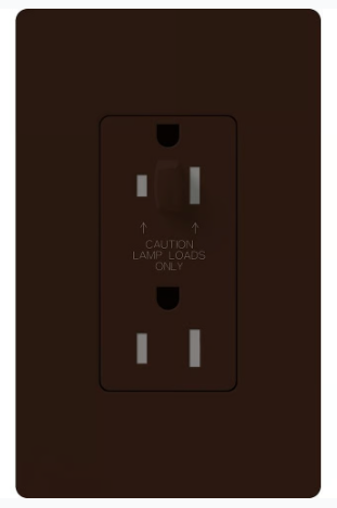 Lutron Architectural 15A Half-Dimming, Tamper Resistant Duplex Receptacle, Wall Plate Included, Matte Finish, NTR-15-HDTR-BR, Brown