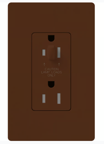 Lutron Architectural 15A Half-Dimming, Tamper Resistant Duplex Receptacle, Wall Plate Included, Matte Finish, NTR-15-HDTR-SI, Sienna