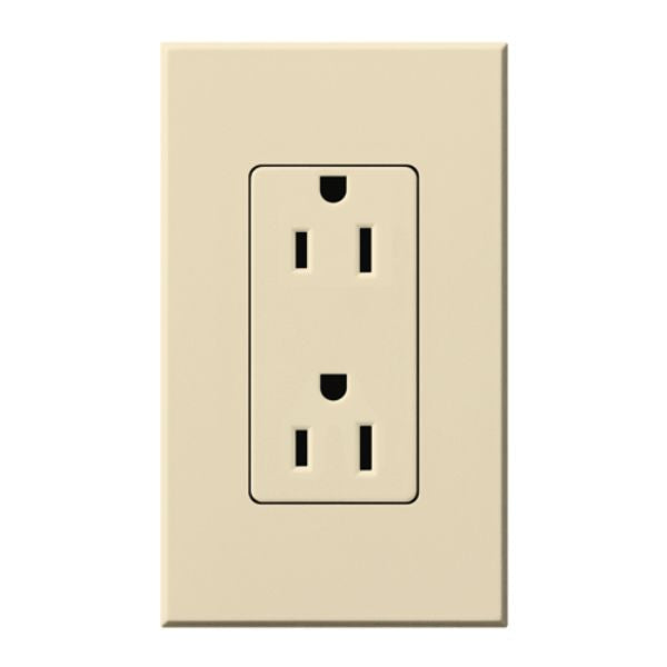 Lutron Architectural 15A Tamper-Resistant Duplex Receptacle, Wall Plate Included, Matte Finish, NTR-15-TR-BE, Beige