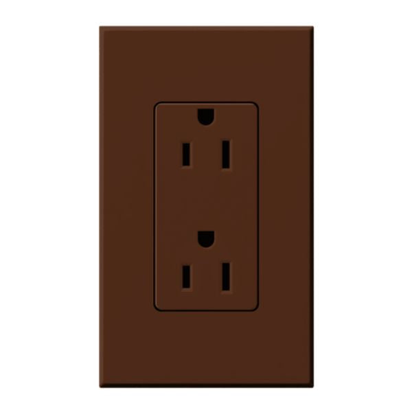 Lutron Architectural 15A Tamper-Resistant Duplex Receptacle, Wall Plate Included, Matte Finish, NTR-15-TR-SI, Sienna