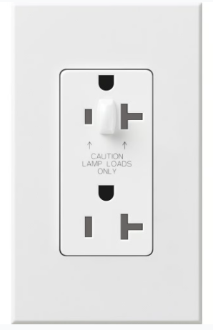 Lutron Architectural 20A Half-Dimming, Tamper Resistant Duplex Receptacle, Wall Plate Included, Matte Finish, NTR-20-HDTR-WH, White