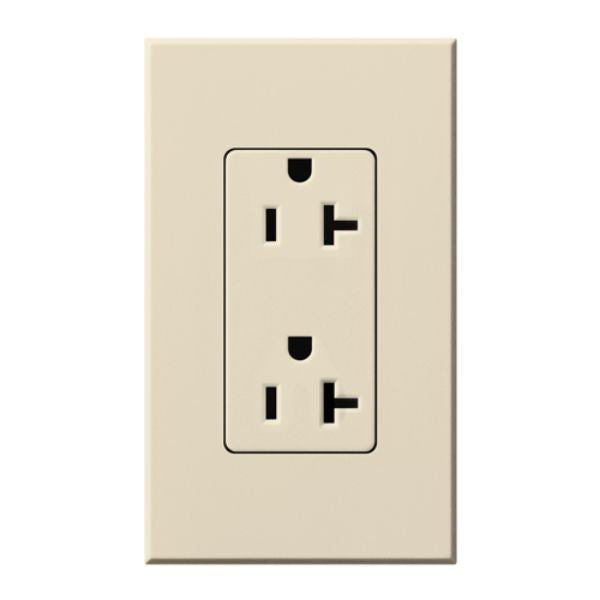 Lutron Architectural 20A Tamper-Resistant Duplex Receptacle, Wall Plate Included, Matte Finish, NTR-20-TR-LA, Light Almond