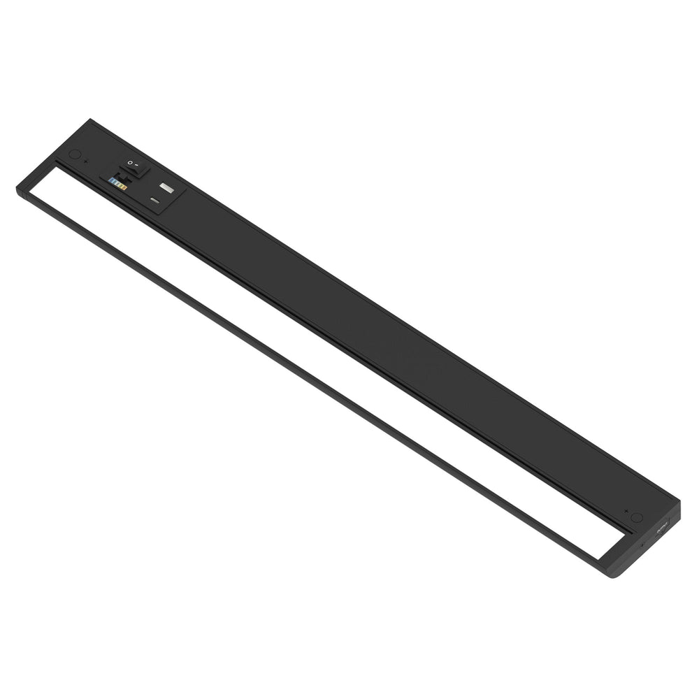 24" 120V Adjustable LEDUR Under Cabinet with Selectable CCT & USB Ports, Black Finish