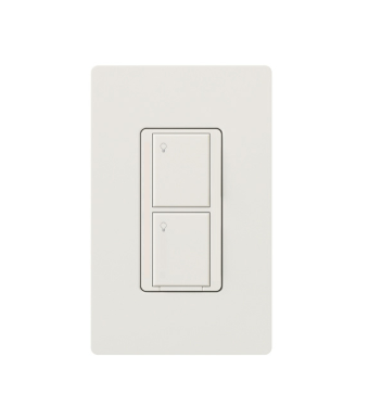 Lutron RF 2-Button On/Off Switch 5A Lighting/3A Fan, Clear Connect Type A, No Neutral Required, PD-5S-DV-WH, White