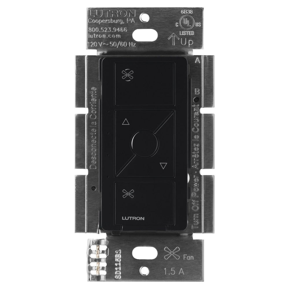 Lutron Caseta Original Smart Fan Speed Control Switch, 4-Speed, 1.5A Fan, Neutral Required, 120V, PD-FSQN-BL, Black