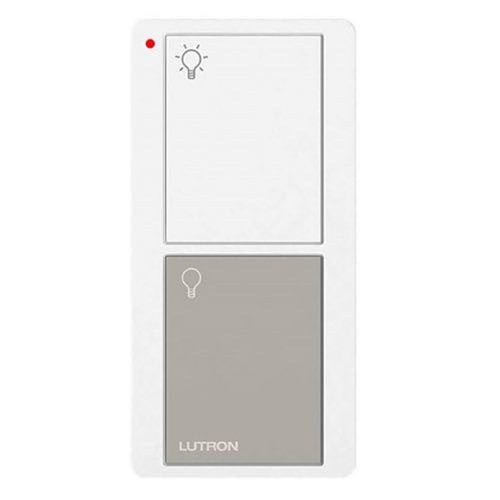 Lutron 2-Button Pico Smart Remote, with Light Icons, PJ2-2B-GWG-L01, White/Gray