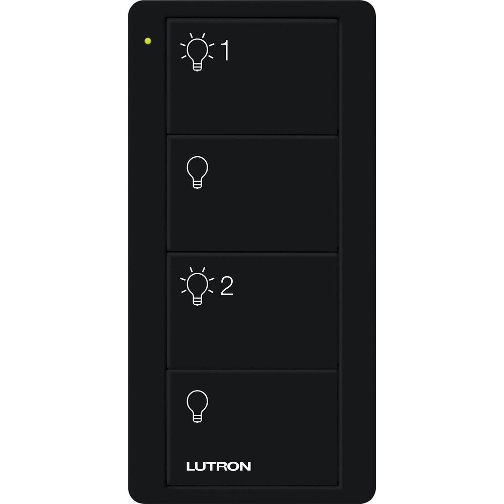 Lutron 4-Button, 2 Group Control, Pico Smart Remote, with Light Icons, PJ2-4B-BL-L21, Black