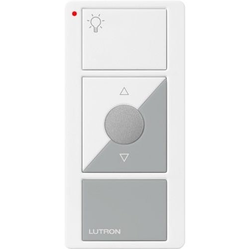 Lutron Original 3-Button Pico Smart Remote with Night Light, Raise/Lower and Preset, with Light Icons, PJ2-3BRL-GWG-L01, White/Gray